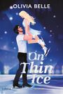 „Olivia Belle“, „On Thin Ice“, „Roman“. Ein Paar tanzt auf Schlittschuhen vor einem blauen Hintergrund.