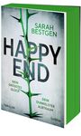 "Happy End" steht groß auf dem Buchcover, mit grünen Dornen und dem Namen Sarah Bestgen. Grün gehaltener Buchrücken.