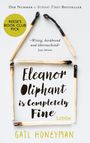 Der Text sagt: "Der Nummer 1 Sunday Times Bestseller", "Eleanor Oliphant is Completely Fine", "Gail Honeyman", "Reese's Book Club Pick". Geformt aus Streichhölzern.