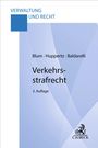 Blauer Hintergrund, Text: "VERWALTUNG UND RECHT", "Verkehrsstrafrecht", Autoren: Blum, Huppertz, Baldarelli, 3. Auflage.