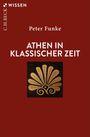 „Athen in klassischer Zeit“ von Peter Funke. Eine stilisierte goldene Palmette auf rotem Hintergrund.