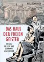 "Das Haus der Freien Geister. Kreisau, die Liebe und der Kampf gegen Hitler." Illustration eines Paares vor einem Haus.