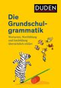 "Duden: Die Grundschulgrammatik. Wortarten, Wortbildung und Satzbildung erklärt. Ein Zebra balanciert auf einem Kegel."