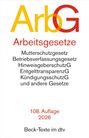 „ArbG Arbeitsgesetze“, Auflistung von Gesetzen wie Mutterschutz, 108. Auflage 2026, Beck-Texte im dtv.