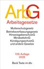 "ArbG Arbeitsgesetze", "109. Auflage 2026", "Beck Texte im dtv". Text in Schwarz und Rot. Schlichtes Layout.