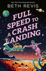 Titel: "FULL SPEED TO A CRASH LANDING". Zwei Astronauten schweben im Weltall, Erde, Saturn im Hintergrund. Verlage "Knaur".