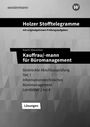 Holzer Stofftelegramme, Kauffrau/-mann für Büromanagement, gestreckte Abschlussprüfung Teil 1, Lösungen. Grauer Hintergrund.