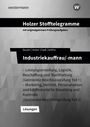 Titel: "Holzer Stofftelegramme". Thema: "Industriekauffrau/-mann". Inhalte: Prüfungsthemen, Lösungen. Hintergrund: Grau, texturiert.