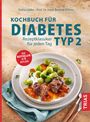 "Kochbuch für Diabetes Typ 2", Rezeptklassiker. Teller mit Rosenkohl und gefülltem Fleisch, darunter "TRIAS"-Logo.