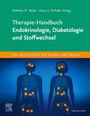 „Therapie-Handbuch Endokrinologie, Diabetologie und Stoffwechsel“; Illustration zweier menschlicher Umrisse mit leuchtenden Punkten.