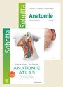 Text: "Sobotta", "Anatomie", "Das Lehrbuch", "Anatomie Atlas". Zwei Buchcover mit anatomischen Illustrationen.