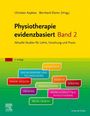 "Physiotherapie evidenzbasiert Band 2: Aktuelle Studien." Unten bunte Felder mit Bereichen wie "Neurologie" und "Didaktik".
