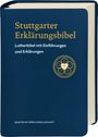 Text: "Stuttgarter Erklärungsbibel – Lutherbibel mit Einführungen und Erklärungen". Blaues Cover mit gelbem Logo.