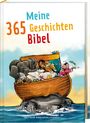Meine 365 Geschichten Bibel. Ein Mann mit Tieren auf einer Arche, eine Taube fliegt mit einem Zweig heran.