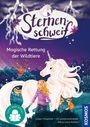 Text: "Sternenschweif", "Magische Rettung der Wildtiere", "Sicher lesen können". Ein Mädchen mit Einhorn und Waldtiere.
