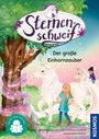 "Sternenschweif: Der große Einhornzauber." Ein Mädchen mit Einhörnern im Wald, farbenfrohe Illustration, Logo unten rechts.