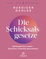 "Die Schicksalsgesetze" von Ruediger Dahlke. Spiritueller Wegweiser, Spielregeln fürs Leben. Lila und rosa Design.