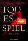 „TODES SPIEL TEIL ZWEI“; roter Vogel, „SPIEGEL Bestseller-Autor“ Schild, düsterer Hintergrund.