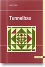 Roter Buchumschlag mit dem Titel "Tunnelbau" von Jürgen Vogel, geometrisches Muster in Grün und Gelb, Verlag Hanser.
