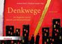 Titel: "Denkwege 2026/2027". Untertitel: "Ein Begleiter durch Advent und Weihnachtszeit". Stadtlandschaft in Rot- und Goldtönen.