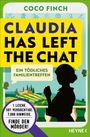 „CLAUDIA HAS LEFT THE CHAT. Ein tödliches Familientreffen.“ Silhouette vor Landschaft, Lupe und Chat-Symbole.
