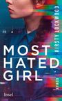 „MOST HATED GIRL“ in großen weißen Buchstaben, darunter „KIRSTY LOCKWOOD“, seitlich. Abbild einer Frau im Profil.