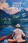 Die Buchcover-Illustration zeigt einen Mann im Ruderboot auf einem See vor Bergkulisse, im Sommerkleid mit Hut.