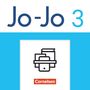 Text: "Jo-Jo 3" und "Cornelsen". In einem blauen Quadrat, ein Logo mit Buch- und Tablet-Symbolen.