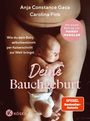 Titel: "Deine Bauchgeburt". Ein Baby liegt in den Armen einer Person. Autorinnen: Anja Constance Gaca, Carolina Fink.