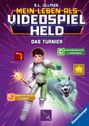 „Mein Leben als Videospiel Held: Das Turnier“. Junge in Rüstung mit Keule, Wolf. Power-Ups: Donnerstreitkolben, Beschwörungsstein.