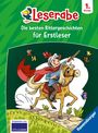 Texte: Leserabe, Die besten Rittergeschichten für Erstleser, 1. Klasse. Illustration: Kind als Ritter auf Pferd mit Schmetterlingen.