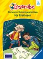"Leserabe. Die besten Detektivgeschichten für Erstleser. 2. Klasse" mit zwei Kindern, die Spuren untersuchen.