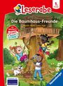 „Die Baumhaus-Freunde“ von Martin Klein und Inka Vigh. Illustration: Kinder spielen in einem Baumhaus.