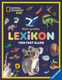 Texts: "National Geographic Kids", "Mein großes LEXIKON von fast allem". 

Bunte Illustrationen wie Koalas, Dinosaurier, Statue, Planeten.