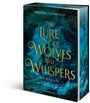 Das Buchcover zeigt "The Lure of Wolves and Whispers". Ein mystisches, blau-grünes Design mit zwei Wolfssilhouetten.