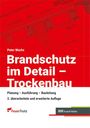 "Brandschutz im Detail - Trockenbau" von Peter Wachs. Rotes Design mit technischen Zeichnungen und Verlag-Logos.