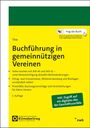 "Buchführung in gemeinnützigen Vereinen", Tipps und Praxishilfen, gelbes Cover, grünes Element, Verweis auf KI-Recherche.