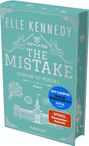 Der Titel "The Mistake: Niemand ist perfekt" von Elle Kennedy, mit Illustrationen von Eishockey-Motiven und Blumen.