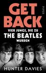 "GET BACK THE BEATLES" oben in großen Buchstaben. Darunter vier junge Männer lächelnd in Schwarz-Weiß.