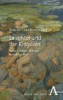 Text: "Oliver Dürr | Luca Baschera (eds.), Laughter and the Kingdom, Thinking Critically with and beyond Ivan Illich." Illustration von Wasserpflanzen, Verlag Karl Alber Logo unten rechts.
