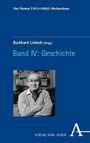 Oben steht: "Paul Ricoeur (1913–2005): Werkanalysen". Darunter: "Burkhard Liebsch [Hrsg.] Band IV: Geschichte". Ein Foto zeigt einen älteren Mann, lächelnd mit verschränkten Armen. Unten rechts ist das Logo vom Verlag Karl Alber.