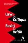 Law & Critique. Recht & Kritik. Olson | Schmidt | Zabel | Bung Martinsen | Meißner. Verlag Karl Alber. Roter und schwarzer Hintergrund mit Zickzackmuster.