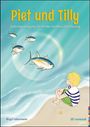 "Piet und Tilly: Selbstberuhigung für Kinder bei Reizüberflutung." Kind am Strand, Fische im Wasser, friedliche Szene.