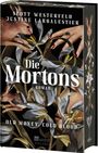 „Die Mortons“, Roman von Scott Westerfeld und Justine Larbalestier. „Old Money. Cold Blood.“ Illustration mit Blumen, Hasen.