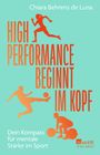 "High Performance beginnt im Kopf. Dein Kompass für mentale Stärke im Sport." Orange Silhouetten von Sportlern.