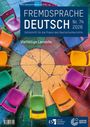 "Fremdsprache Deutsch Nr. 74 2026" und "Vielfältige Lernorte". Bunte Stühle im Kreis auf bemaltem Boden. Logos von ESV und Goethe-Institut.