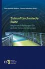 "Zukunftsschmiede Ruhr: Regionale Erfahrungen für globale Herausforderungen." Ein Tunnelfoto mit bläulich-grünem Licht.