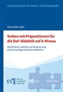 Titel: "Verben mit Präpositionen für die DaF-Didaktik auf A-Niveau". Blaues Design mit Puzzleteilen unten.