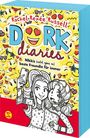 Text: "Rachel Renée Russell DORK diaries. Nikkis (nicht ganz so) beste Freundin für immer." Illustration: Zwei Mädchen machen ein Selfie. Hintergrund voller gelber Emojis mit verschiedenen Ausdrücken.