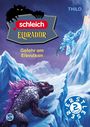 "schleich Eldrador", "Gefahr am Eisvulkan", "THiLO", "ERSTLESER 2. KLASSE". Illustration: Zwei Monster auf Eisvulkan.